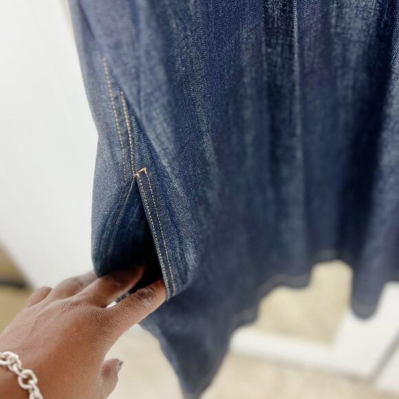 Lauren Ralph Lauren Denim V-Neck Collared Shift Dress Blue XXL | Classic Jean - Picture 6 of 11